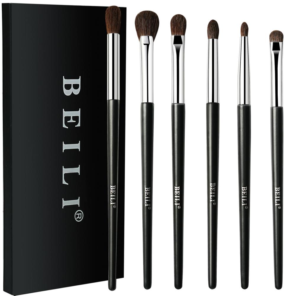 BEILI 6pc Luxurious Professional Face Makeup Brushes Set Private Label OEM Make-up Brushes With Wooden Handle
