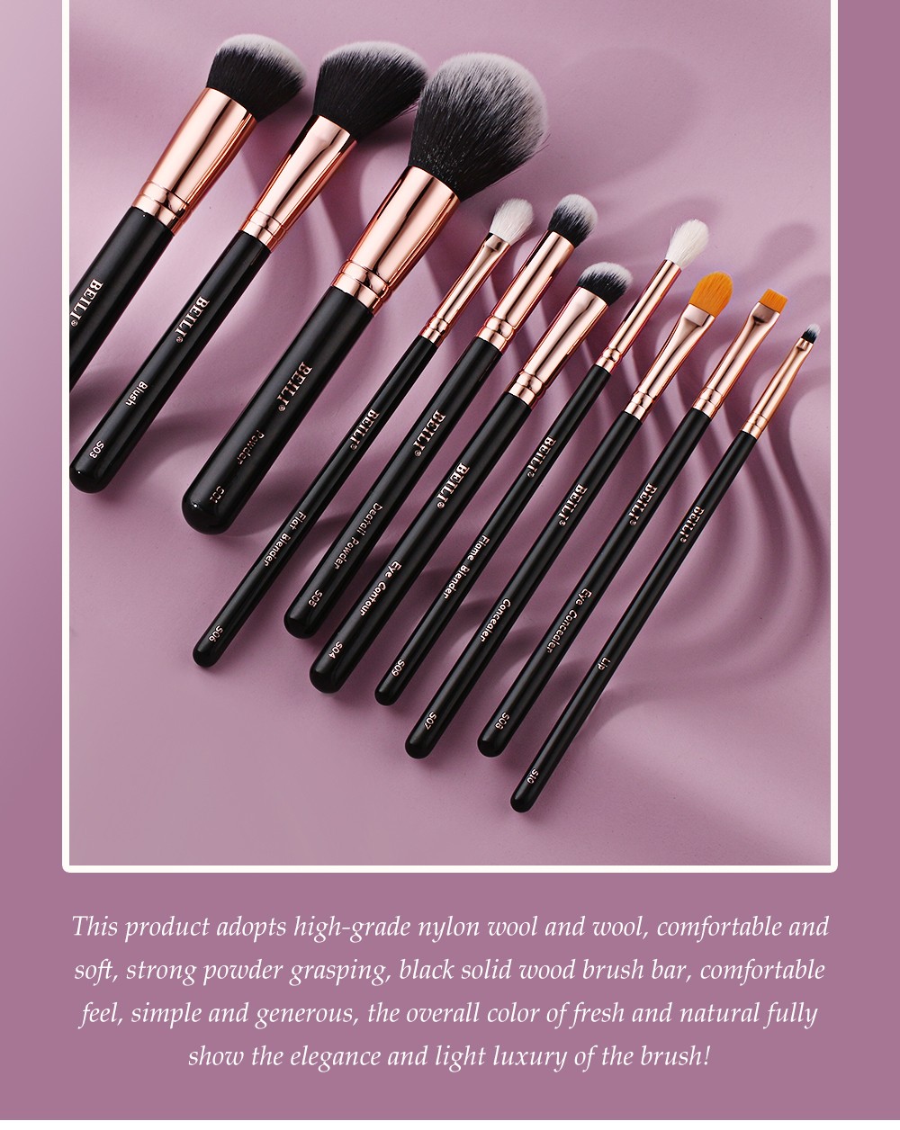 makeup brush set with logo