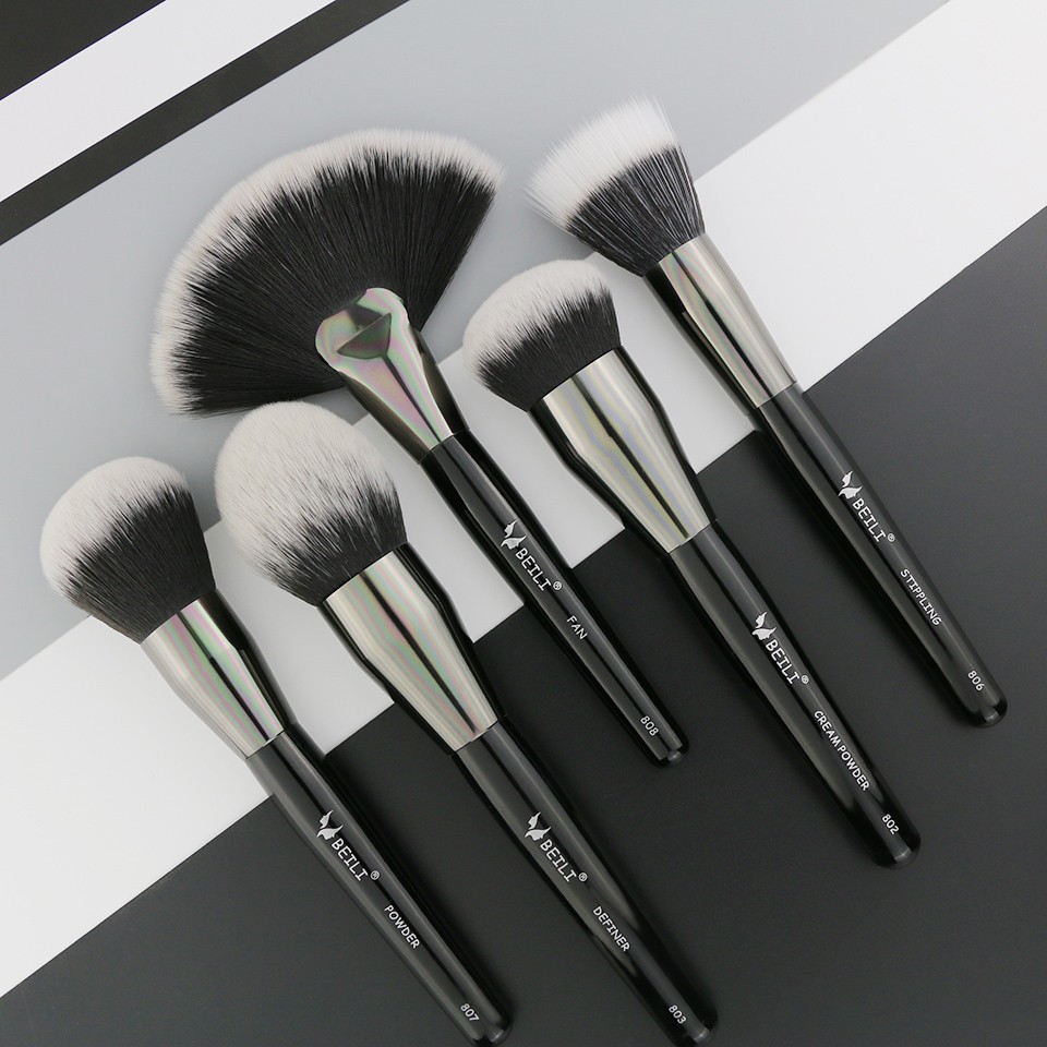 black makeup brush set