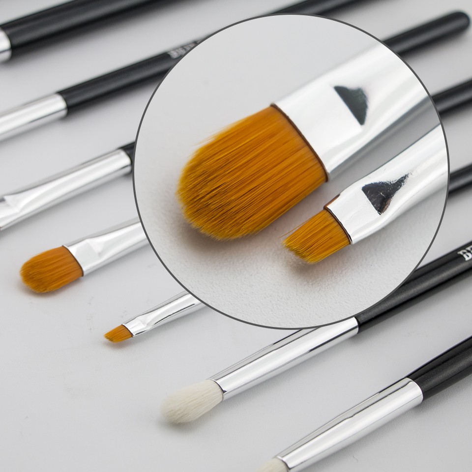 make up brush set wooden handel