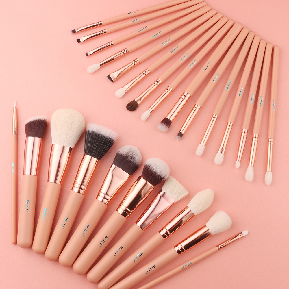 brown makeup brush set