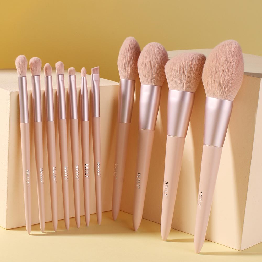 pink nano wool fiber makeup brushes