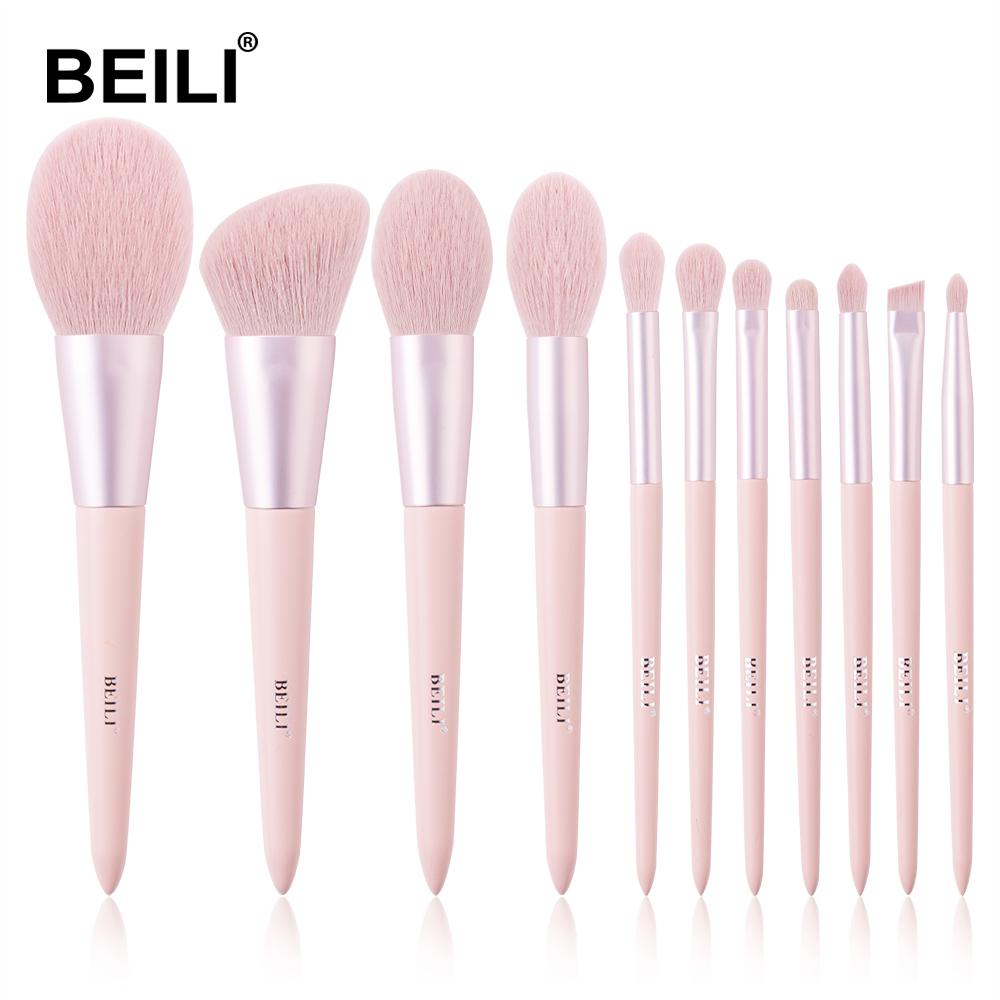 pink nano wool fiber makeup brushes