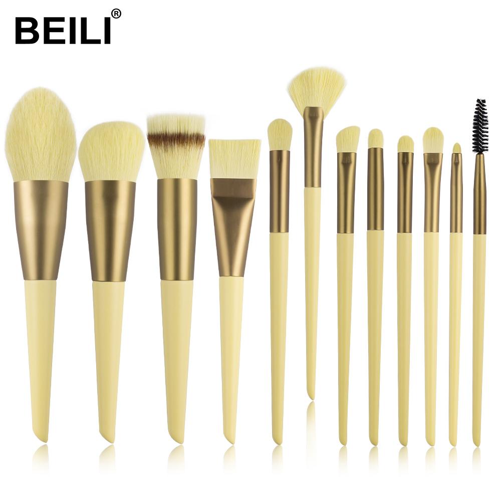 yellow make up brush set