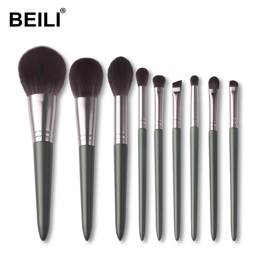 9pcs green make up brush set