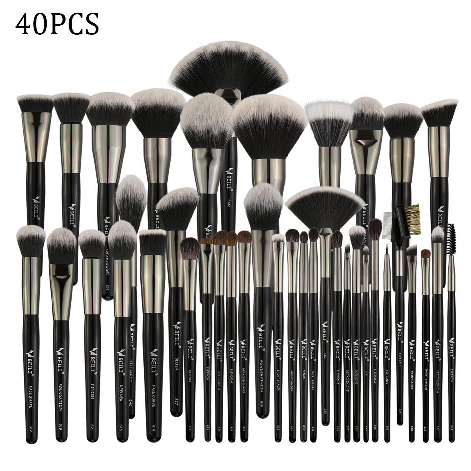 40pcs natural hair makeup brush set
