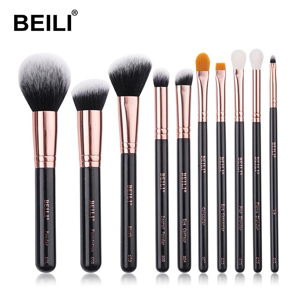 10PCS Black Makeup Brushes