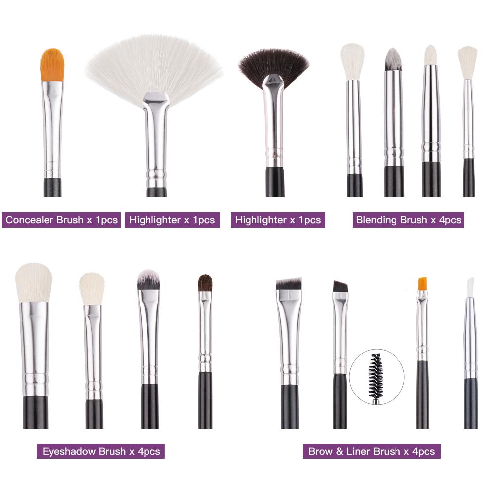 15PCS Black Makeup Brushes