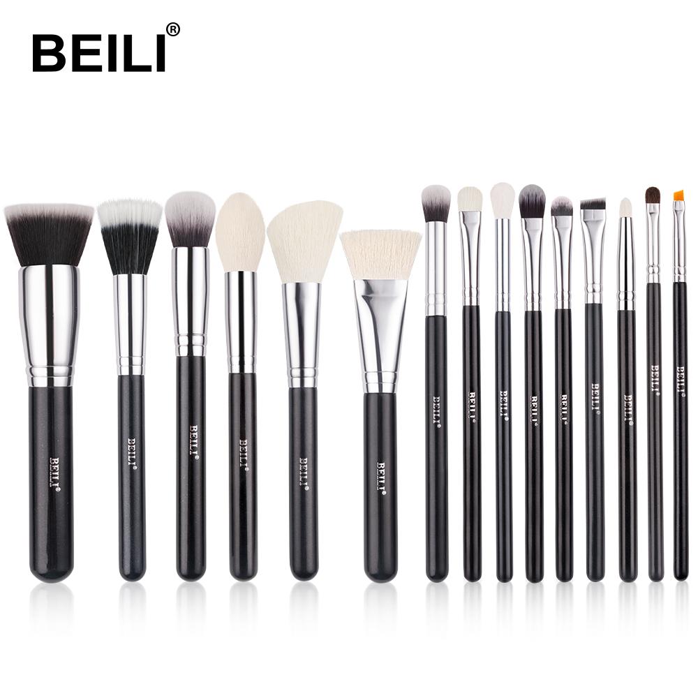 black 15pcs makeu up burhes set