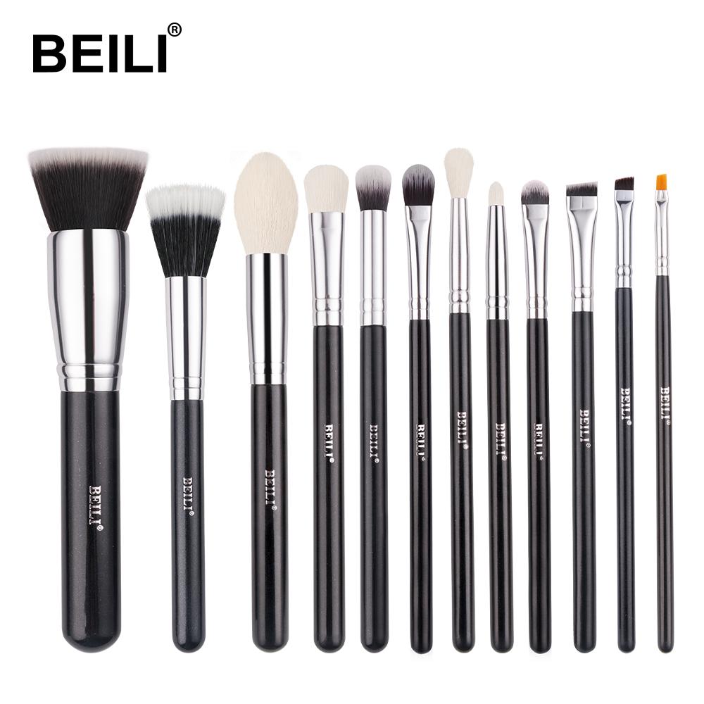 black 12pcs professional makeup brushes