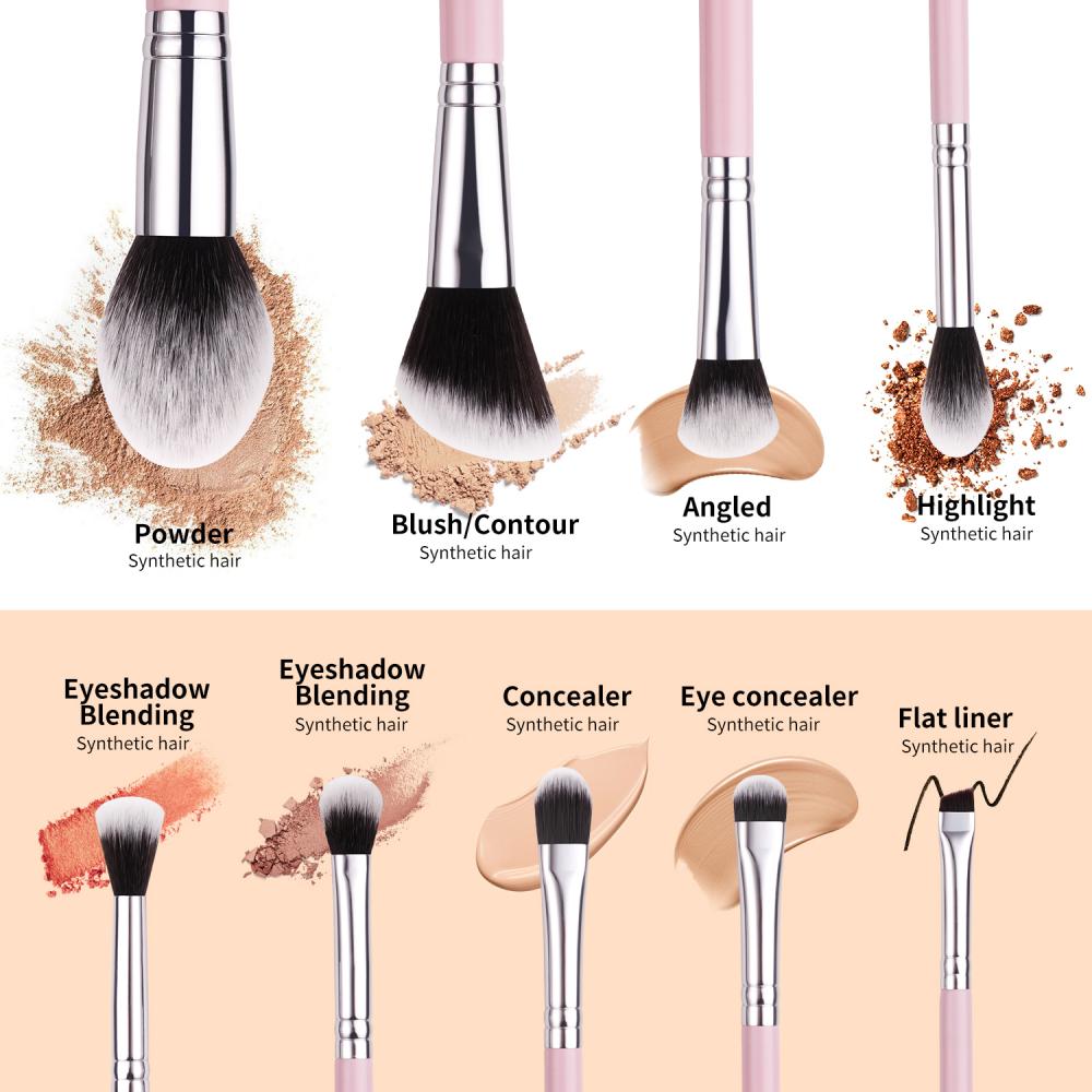 new arrival pink 9pcs makeup brush set