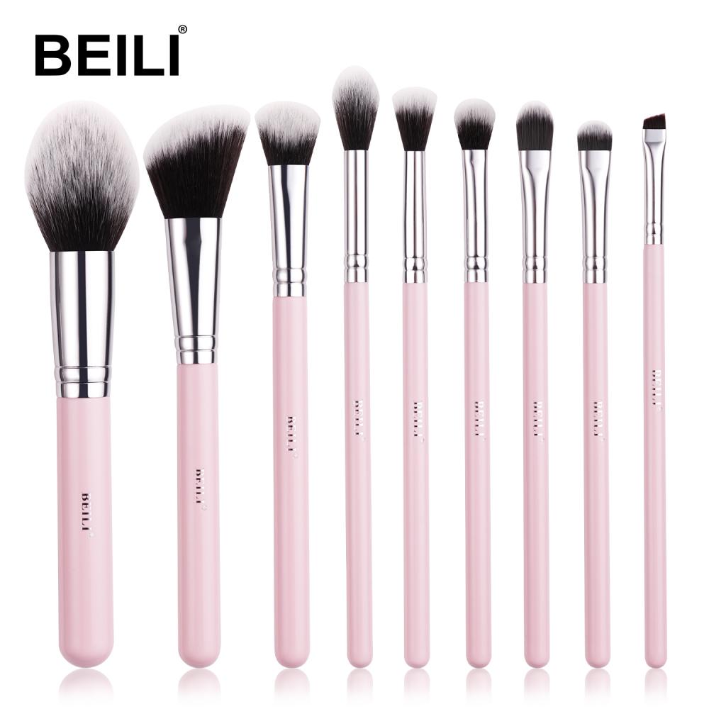 new arrival pink 9pcs makeup brush set