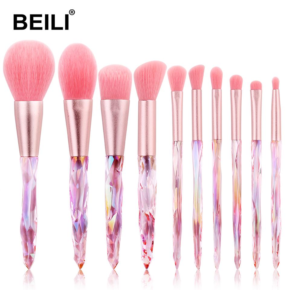 Diamond vegan glitter makeup brushes set