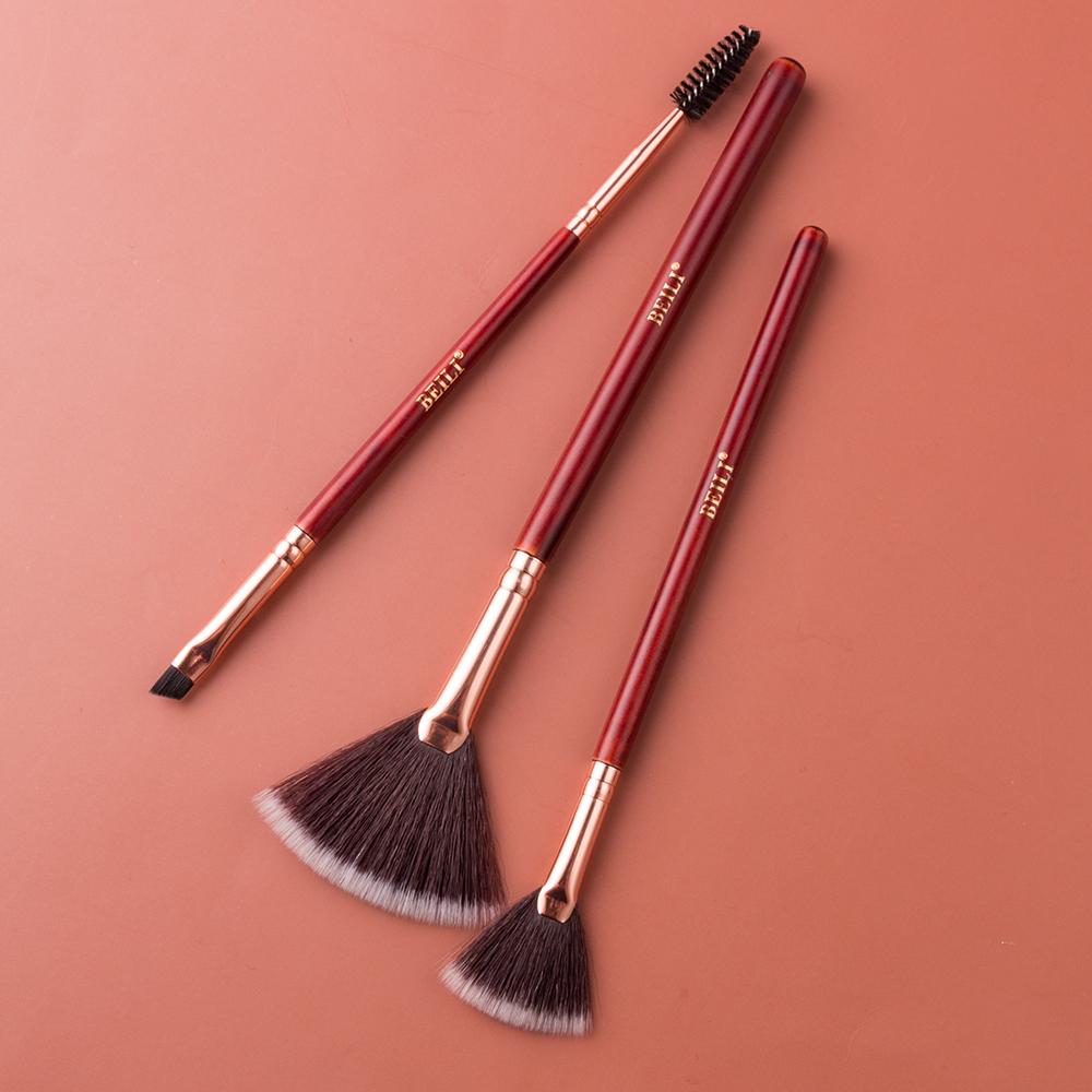 BEILI red make up brush set metal eyeliner brush manufacturer