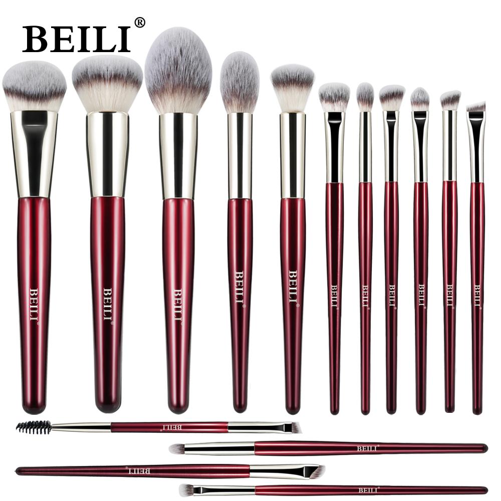Red makeup brushes